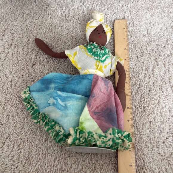 Handmade Fabric Folk African American Doll With Kaiser Stand Soft face and limbs - Picture 3 of 10